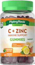 C + Zinc Immune Support Gummies (Natural Honey Lemon), 60 Gummies