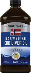 Engelvaer Norwegian Cod Liver Oil (Natural Lemon), 16 fl oz (473 mL) Bottle