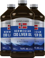 Cod Liver Oil Plain Norwegian  3 Bottles x 16 fl oz